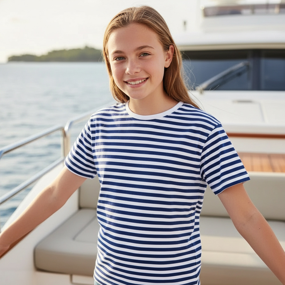Детска моряшка тениска с къс ръкав