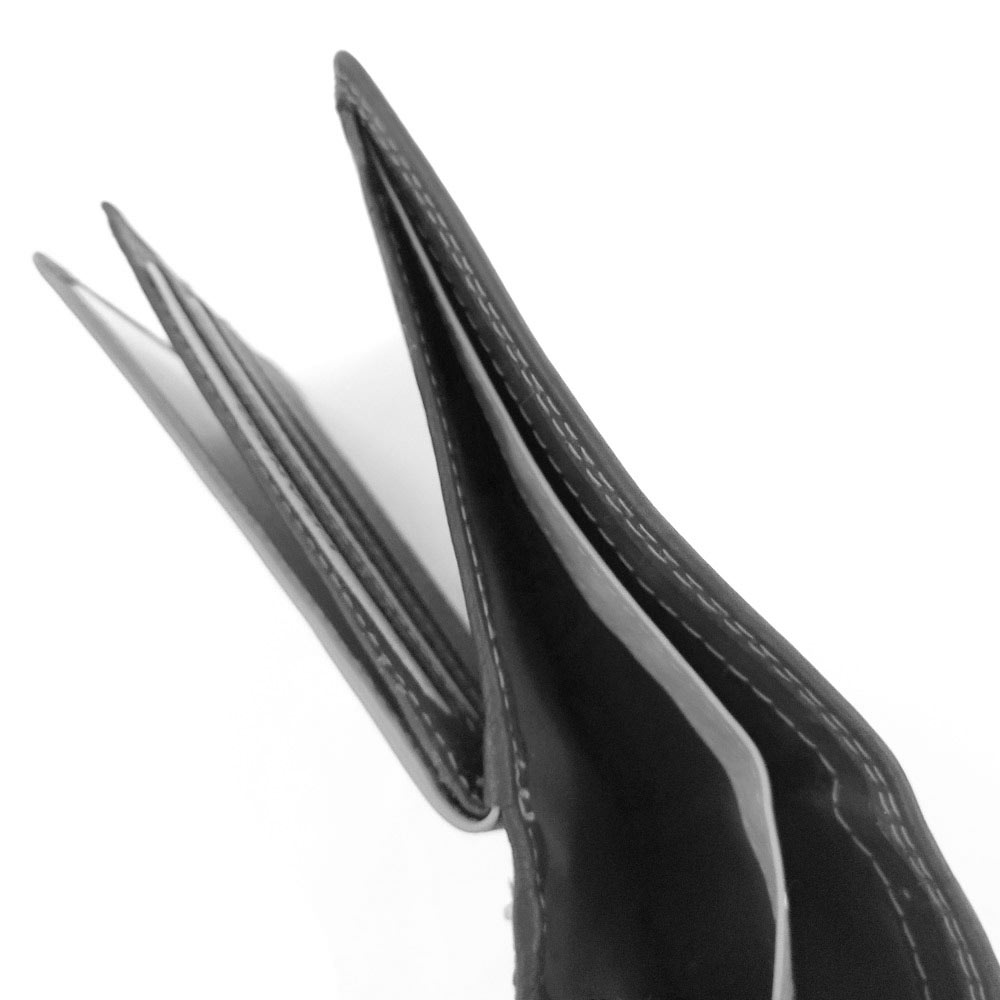 Кожен портфейл с двоен сив шев със закопчаване