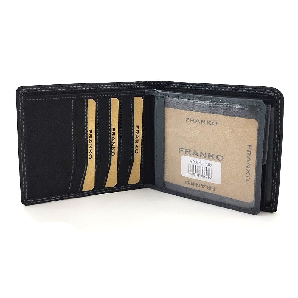 Кожен портфейл с двоен сив шев