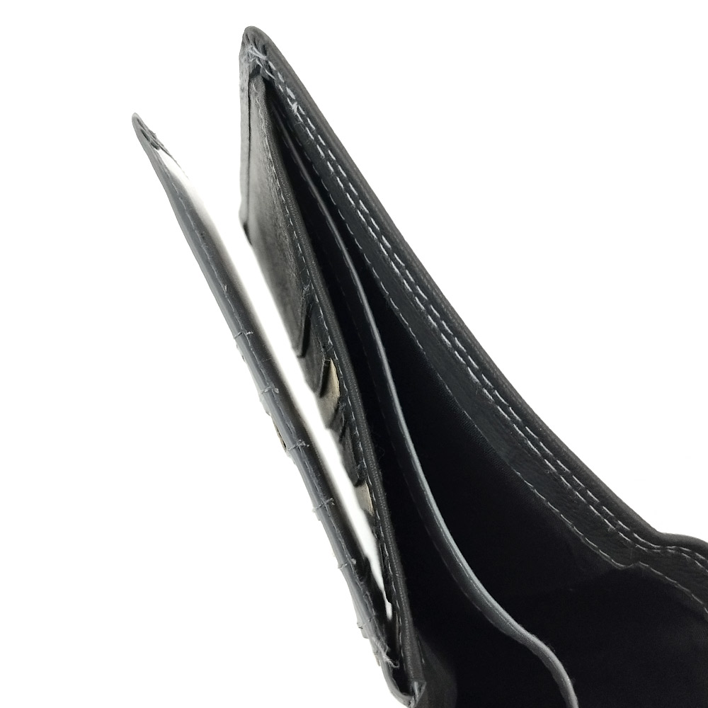 Кожен портфейл с двоен сив шев