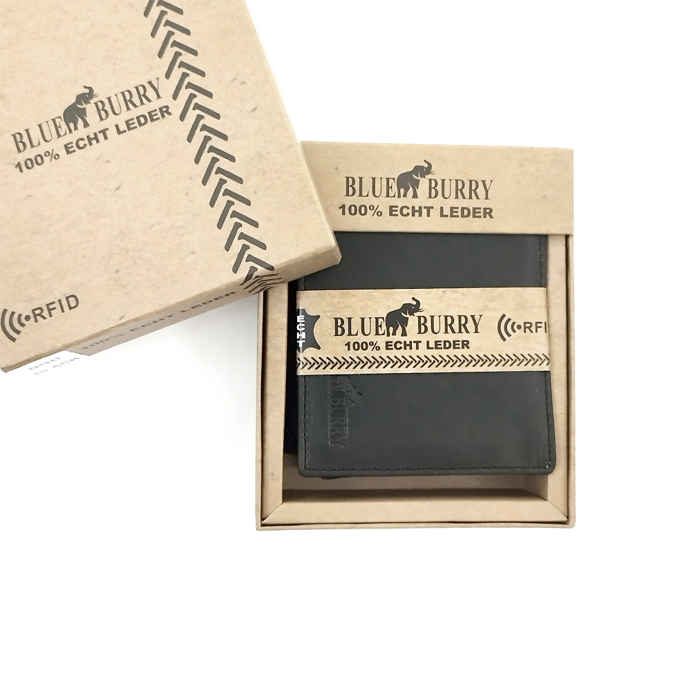 Портфейл от Естествена Кожа BLUE BURRY 090 в черно