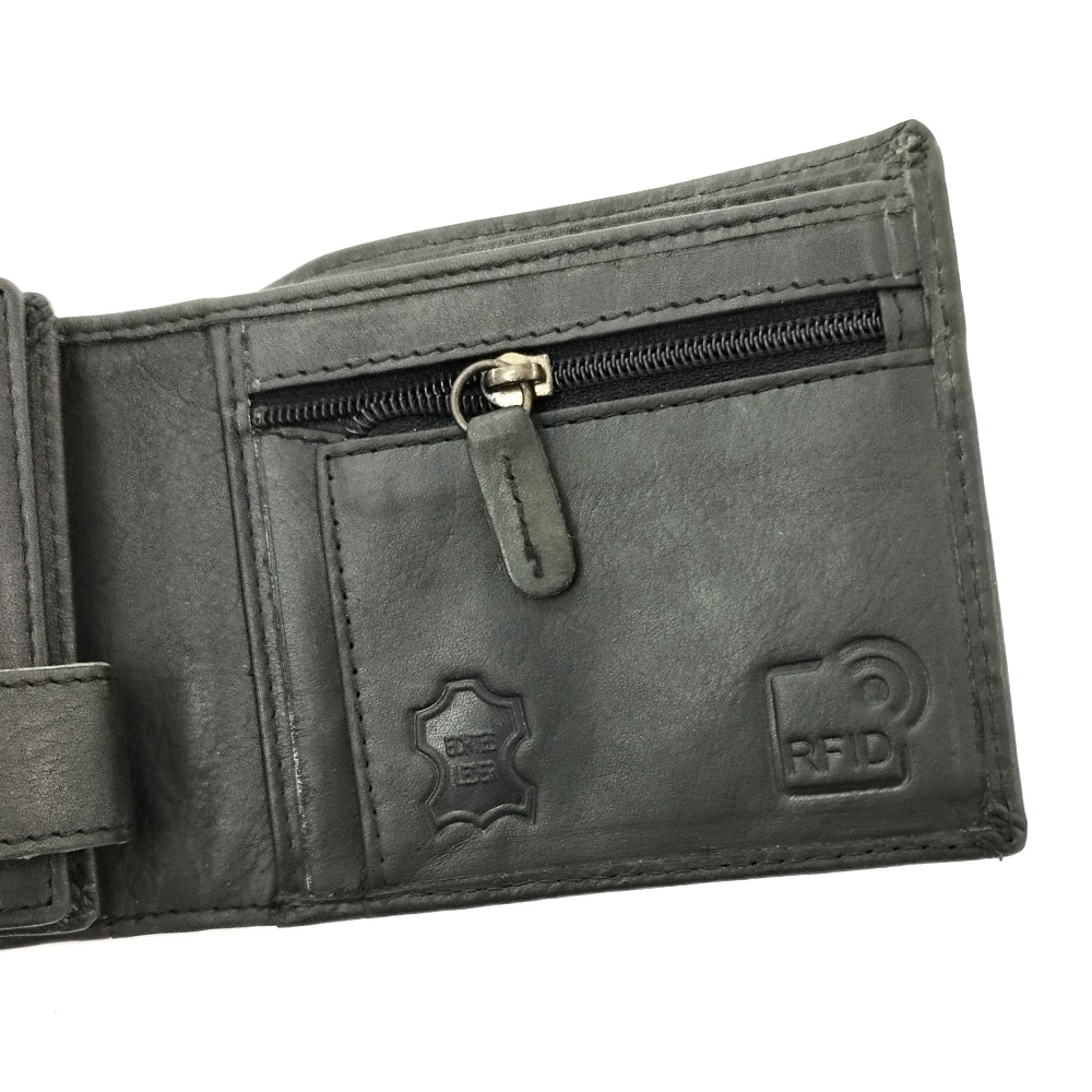 Портфейл от Естествена Кожа BLUE BURRY 090 в черно