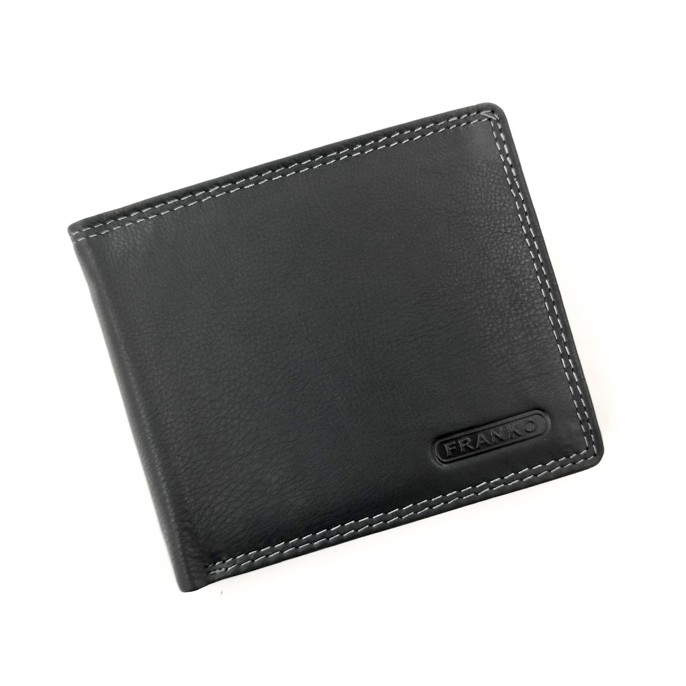 Кожен портфейл с двоен сив шев