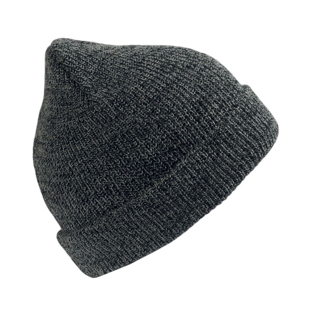 Двуслойна плетена Зимна Шапка тъмно сив-меланж