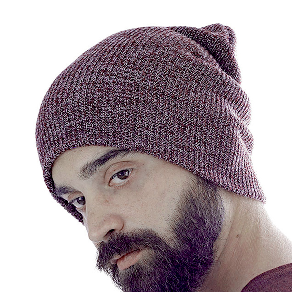 Двуслойна плетена Зимна Шапка Бордо-меланж Двуслойна плетена Зимна Шапка Бордо-меланж