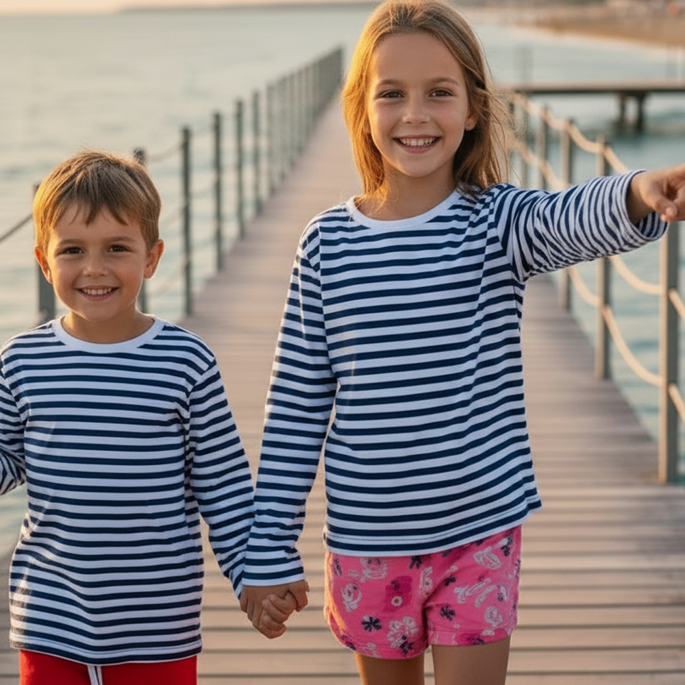 Детска моряшка блузка с дълъг ръкав