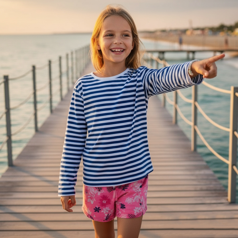 Детска моряшка блузка с дълъг ръкав