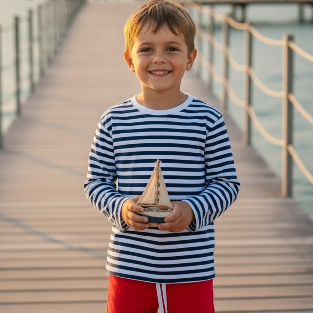 Детска моряшка блузка с дълъг ръкав