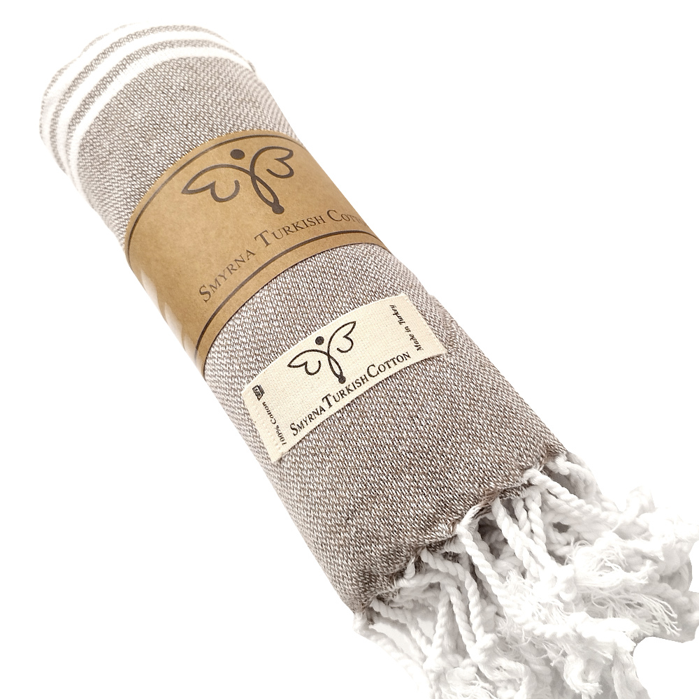 Памучна кърпа за плаж или баня / Пещемал SMYRNA тъмно кафяв