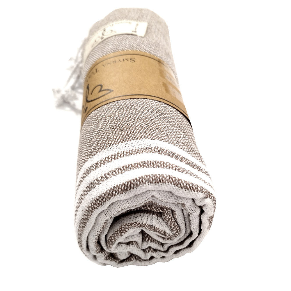 Памучна кърпа за плаж или баня / Пещемал SMYRNA тъмно кафяв