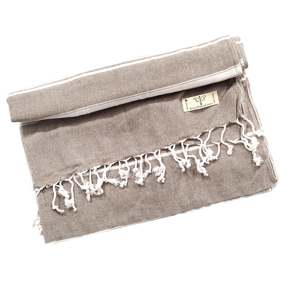 Памучна кърпа за плаж или баня / Пещемал SMYRNA тъмно кафяв