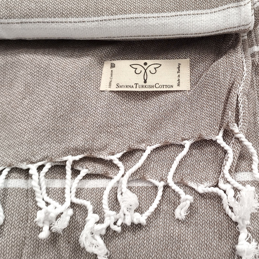 Памучна кърпа за плаж или баня / Пещемал SMYRNA тъмно кафяв