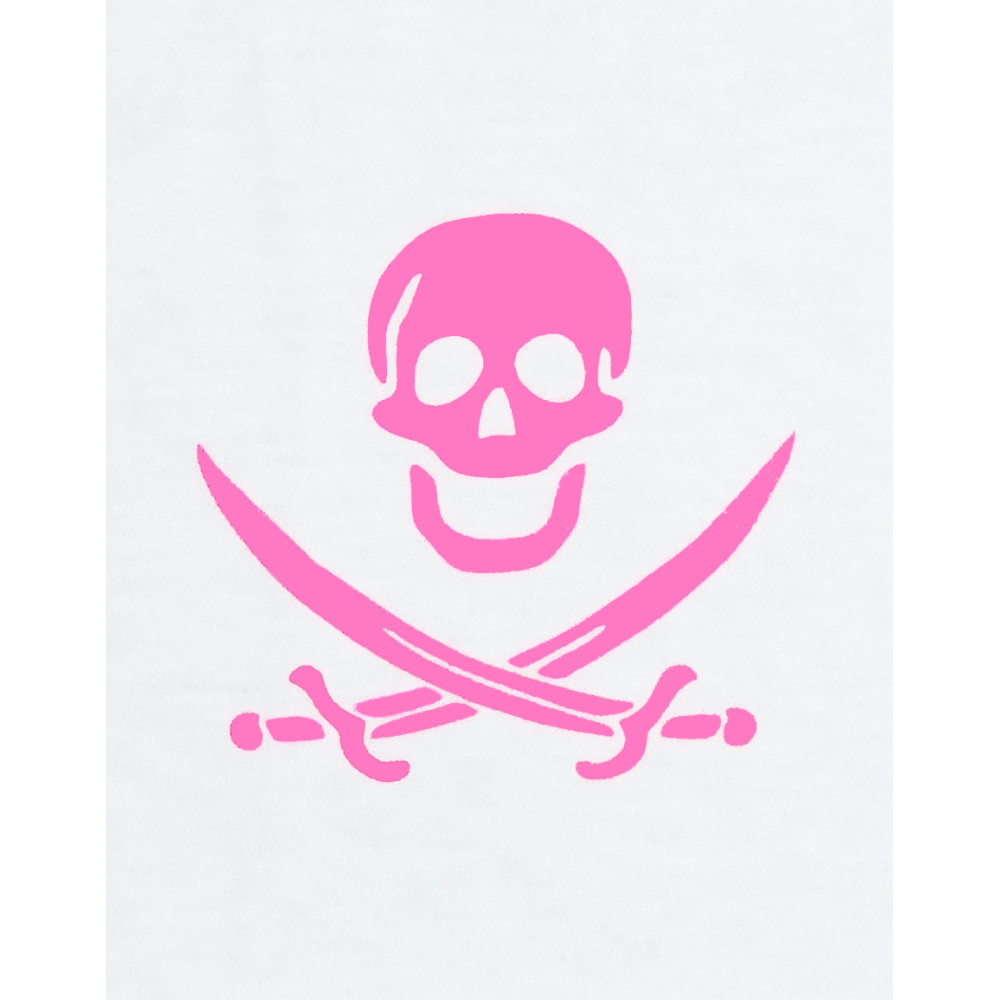 Дамска Пиратска кърпа - Бяла с Розово