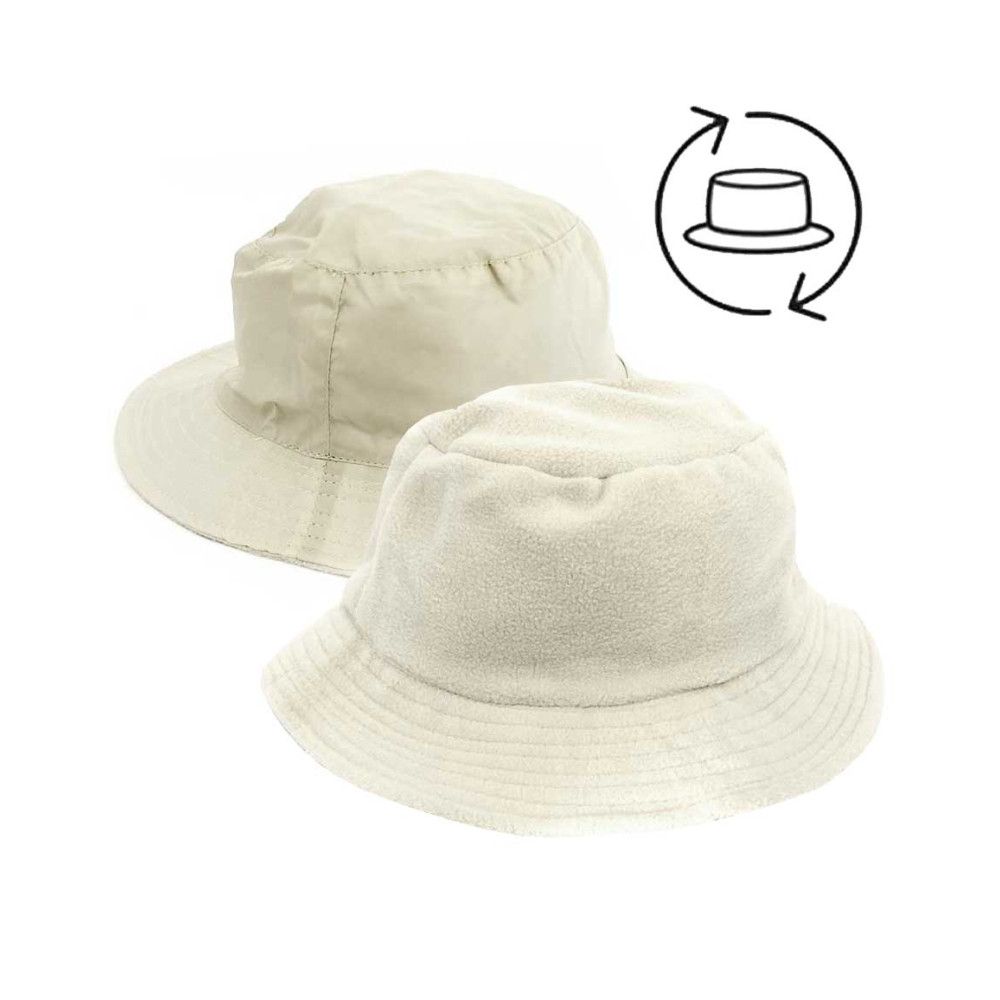 Двулицева рибарска бежова топла шапка с полар