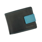 Кожен портфейл с двоен син шев със закопчаване