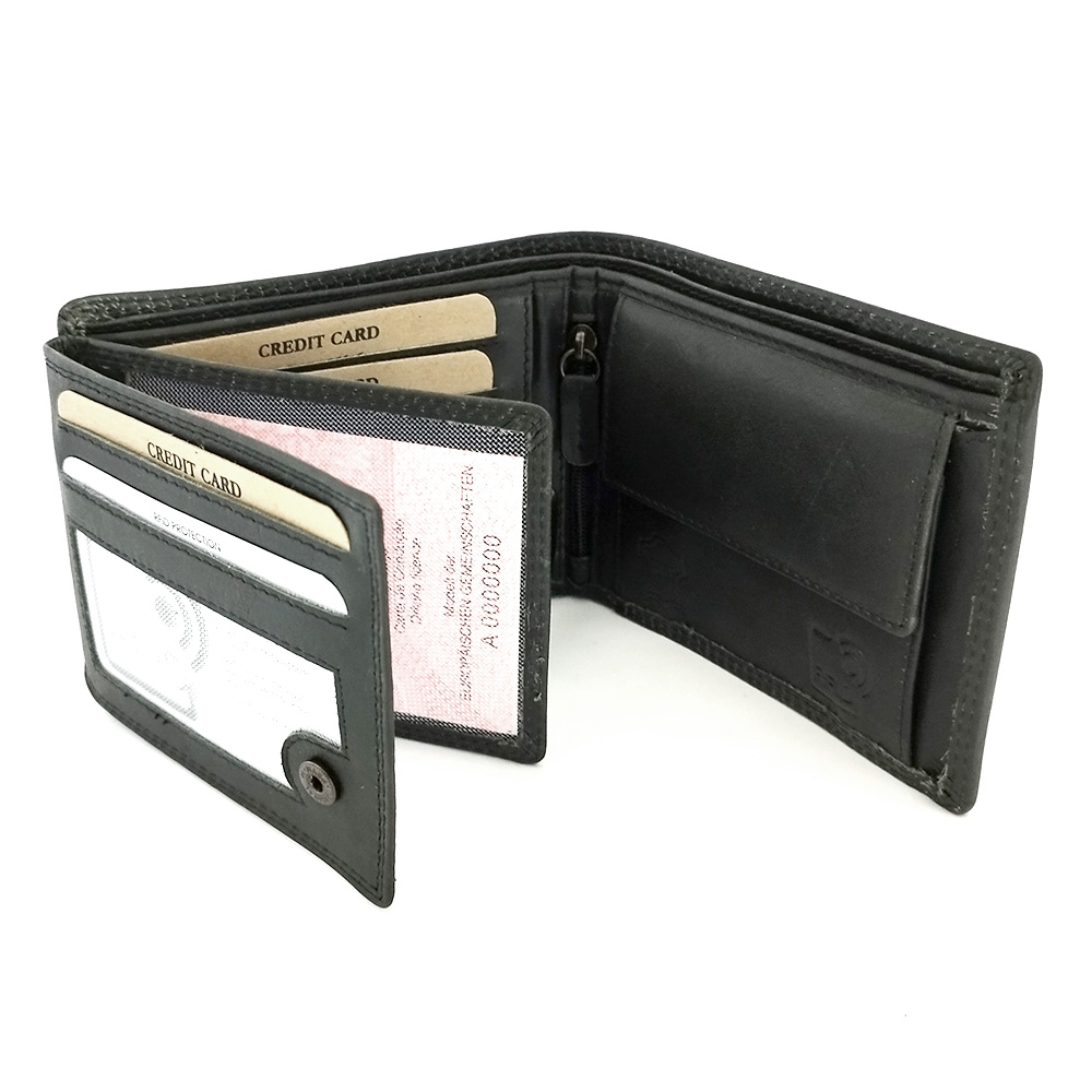 Портфейл от Естествена Кожа BLUE BURRY 042 в черно