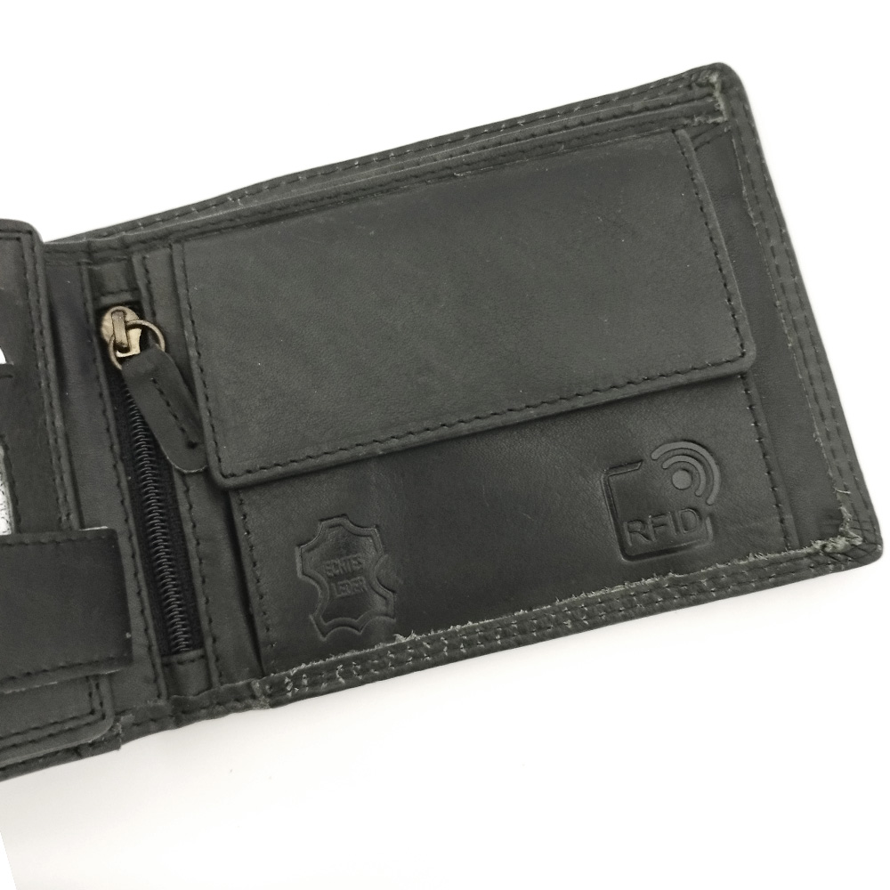 Портфейл от Естествена Кожа BLUE BURRY 042 в черно