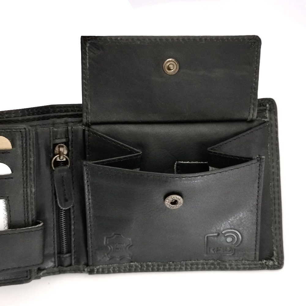 Портфейл от Естествена Кожа BLUE BURRY 042 в черно