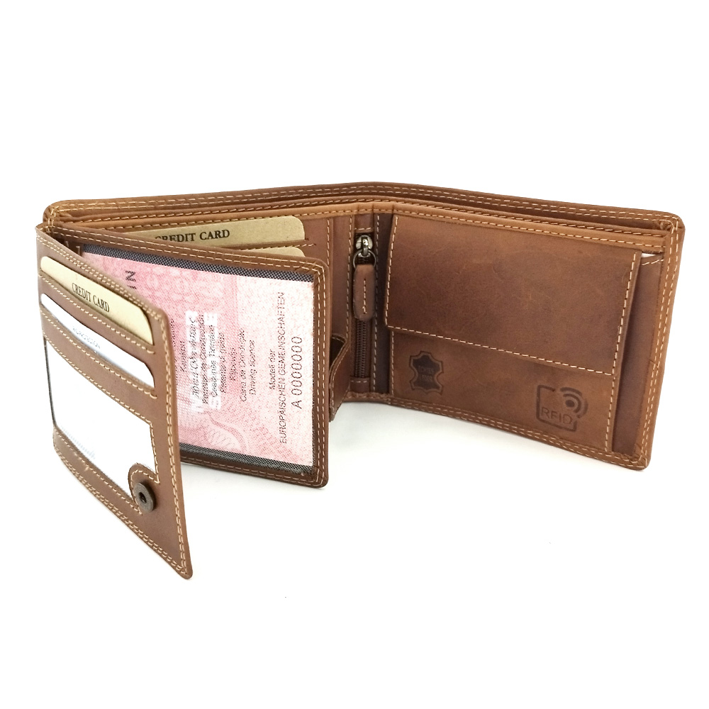 Портфейл от Естествена Кожа BLUE BURRY 042 в кафяво