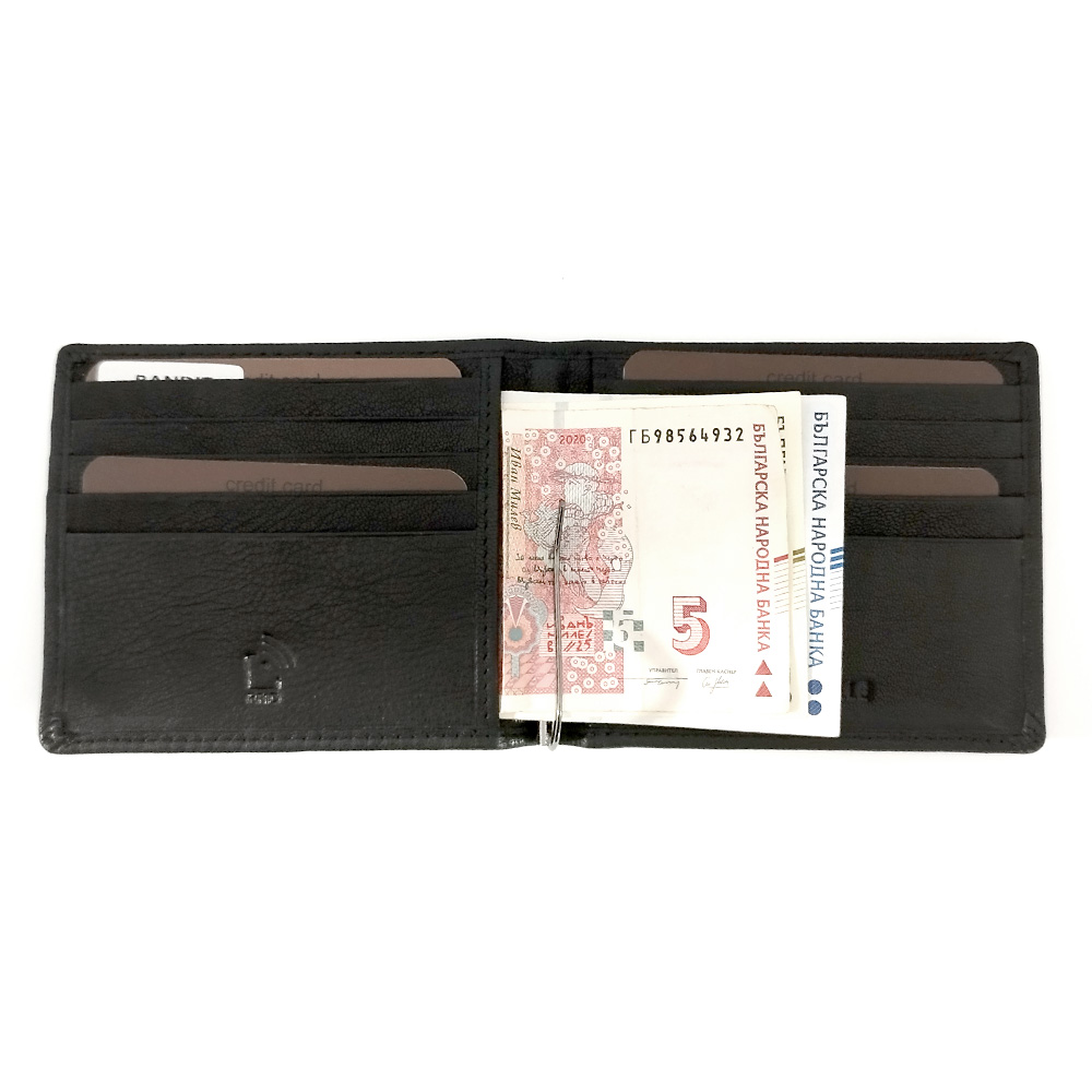 Портфейл от Естествена Кожа LANCETTI в черно