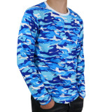 Тениска с Дълъг ръкав - Синьо бял камуфлаж