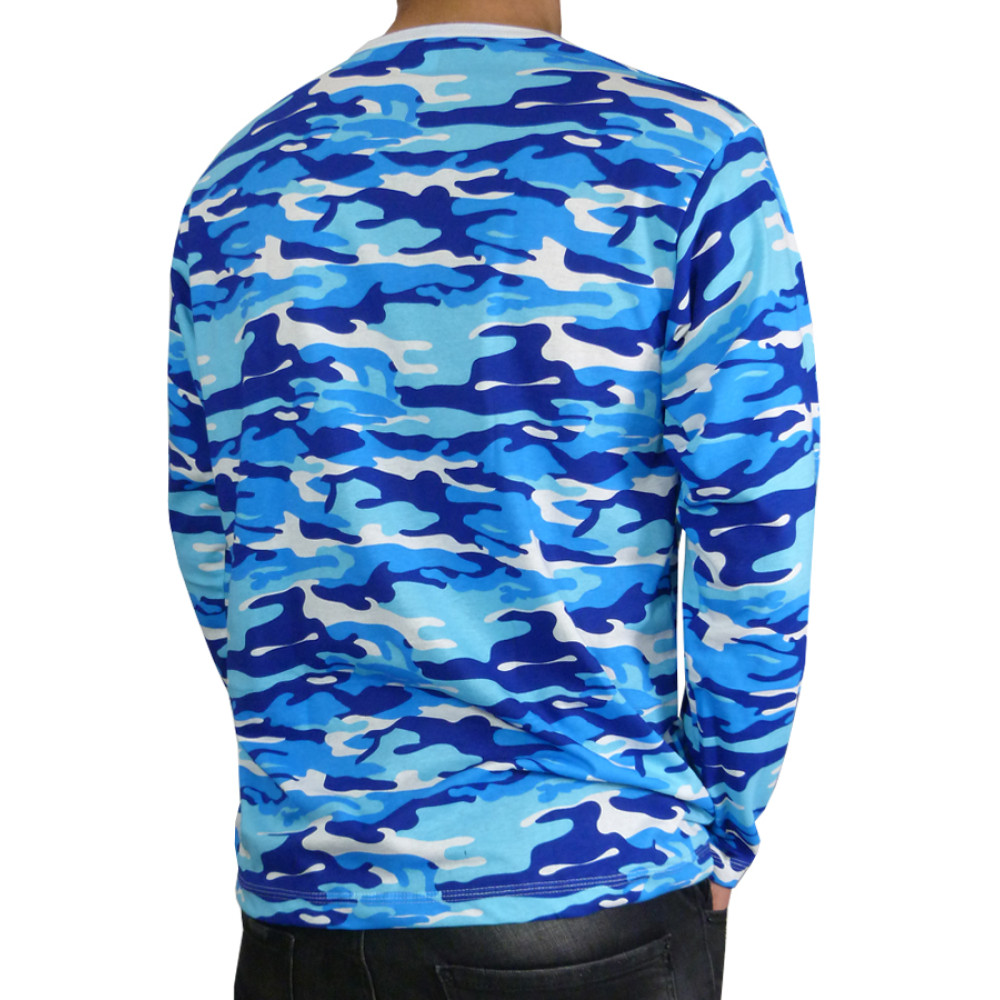 Тениска с Дълъг ръкав - Синьо бял камуфлаж Тениска с Дълъг ръкав - Синьо бял камуфлаж
