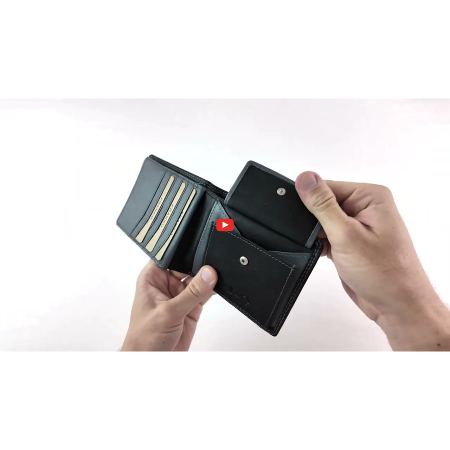 Кожен портфейл с двоен сив шев