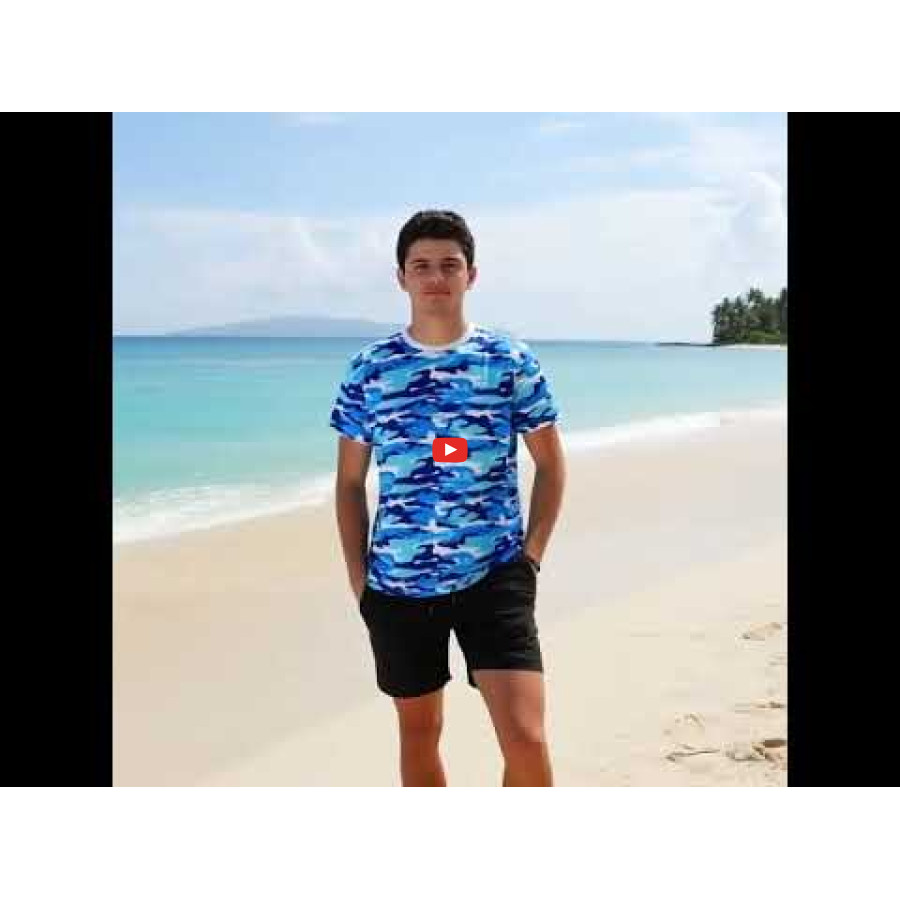 Тениска с Къс ръкав - Синьо бял камуфлаж